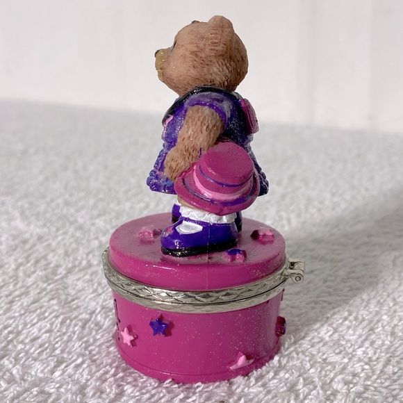 Vintage ‘99 Claire’s Purple and Pink Bear Trinket Box Collectible - Picture 6 of 9